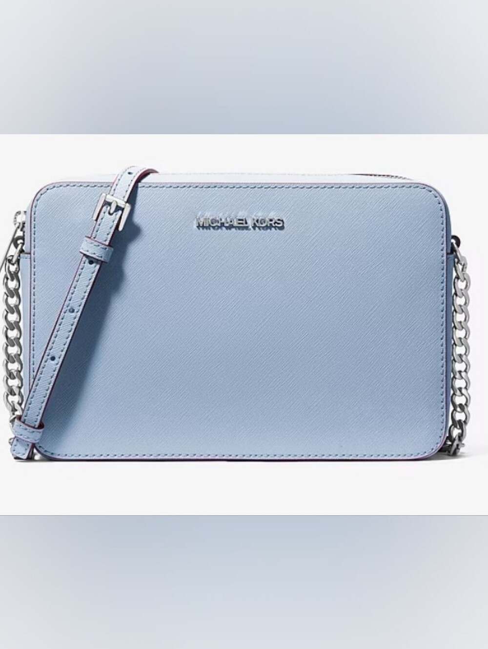 Michael Kors Jet Set Large Saffiano Leather Crossbody Bag (LightSky)